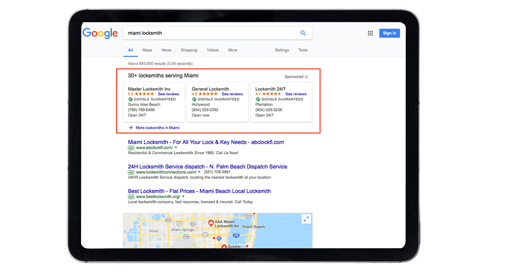 Annonces de services locaux Google
